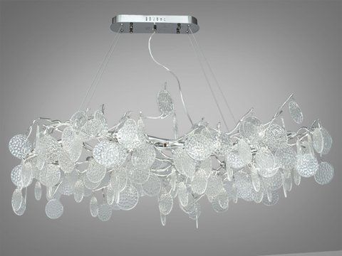 Інноваційна кришталева люстра витягнутої форми, 12 ламп, хром 625/1200x600HR фото