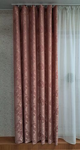 Штора з візерунком Корона жаккард 200х270 см Теракотовий/Рожевий 1413 фото