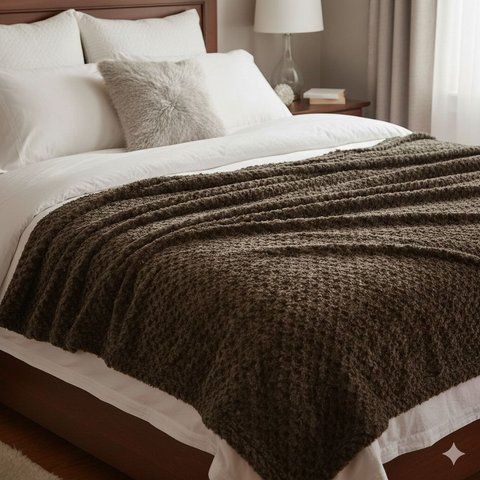 Плед Овечка Koloco 220x240 см, темний коричневий 27344 фото